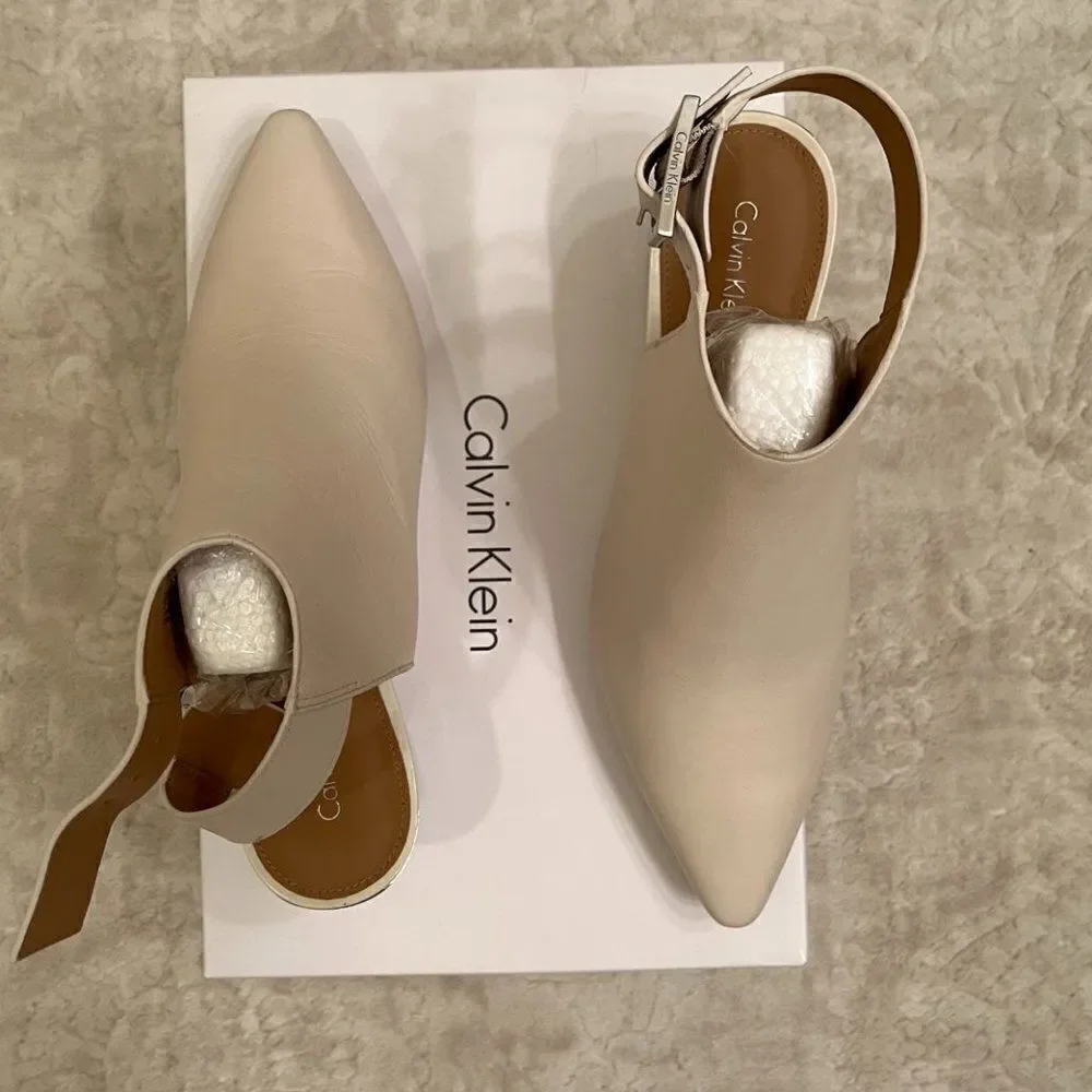 Calvin Klein Womens Nylee Leather Pointed Toe Special Occasion Ankle Strap S 9,5